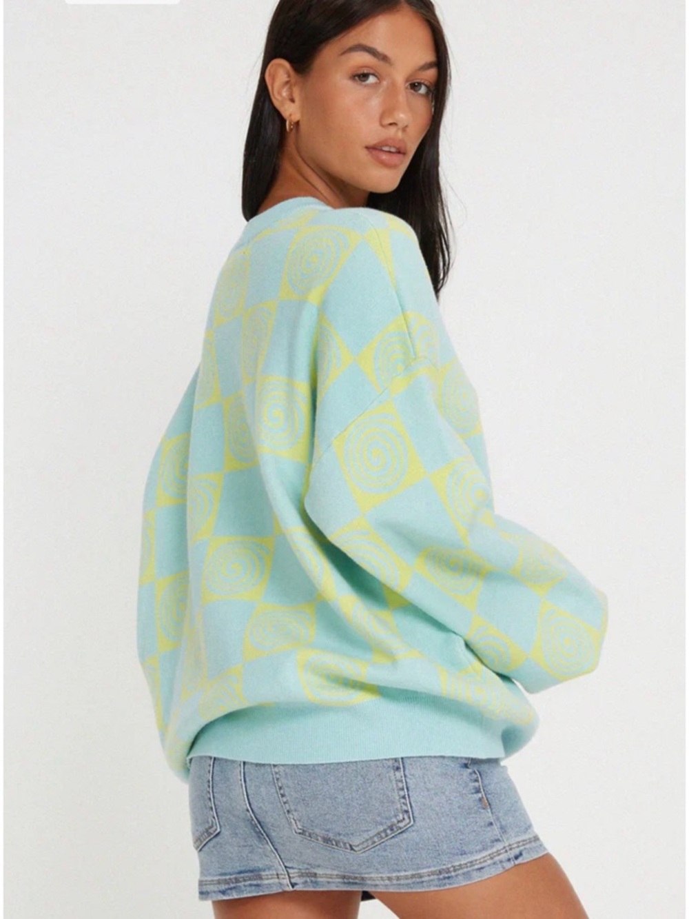 Motel Rocks Akari Jumper/crewneck In Optiz Maze Blue NWT SIZE L - Picture 2 of 7